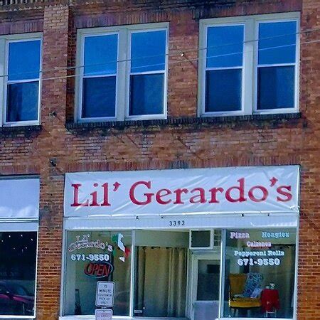 Lil' Gerardo's Claimed Review Save Share 17 reviews #1 of 8 Restaurants in Bellaire $ Pizza Vegetarian Friendly 3393 Belmont St, Bellaire, OH 43906-1521 +1 740-671-9550 Website Closed now : See all hours See all (8) Get food delivered Order online Ratings and reviews 17 #1 RATINGS Food Service Value Details PRICE RANGE $2 - $22 CUISINES Pizza.