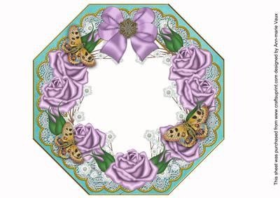 Lilac Rose Teal Lace Octagon 8inch Frame Sheet