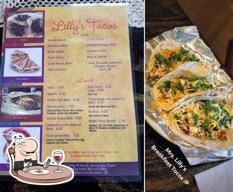Lilys tacos. Lily's Tacos is well known for its great service and friendly staff, that is always ready to help you. Prices at this place deserve attention because they're average. Most reviewers suppose that the atmosphere is quiet here. At … 