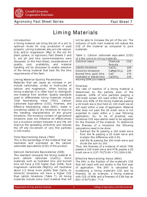 Liming Materials PDF PDF Lime (Material) Calcium - Scribd