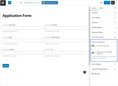 Limit Form Responses JetFormBuilder Pro Addon Crocoblock
