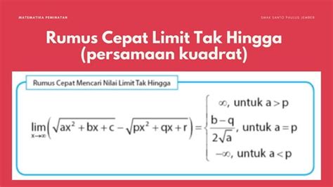 Limit tak hingga bentuk akar. Hk hari ini keluaran.