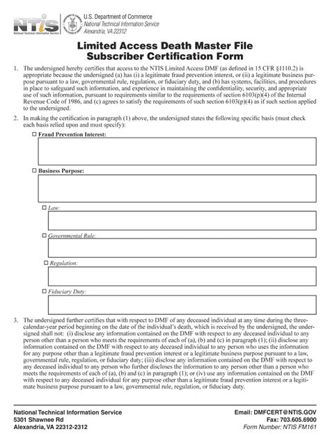 Limited access death master file.  Department of Commerce&rsquo;s National Techn...