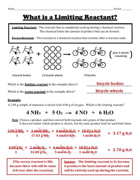 Limiting And Excess Reactants Worksheet Key