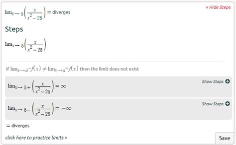 Below is a solved example of L’hopital’s rule to evaluate limits. Step 1: Apply the limit x→∞ to the above expression. Step 2: Apply L’hopital’s rule as it gives indeterminate form after applying the limit. L'hopital's Rule Calculator evaluates limits of undefined functions by differentiating the functions. This L'hopital calculator .... 