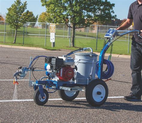 Line striping machine. Striping & Marking Machines are used to mark paint lines in parking lots, warehouses, construction and landscaping applications. These machines offer ... 