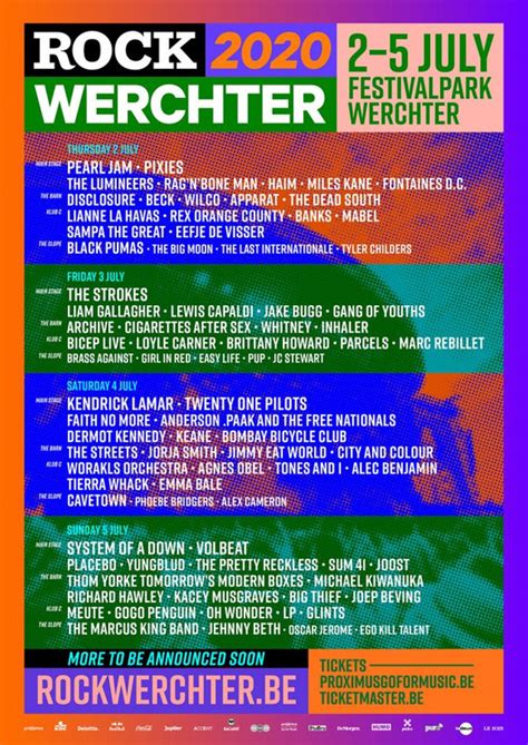 Line-up - Friday - Artists Rock Werchter 2024