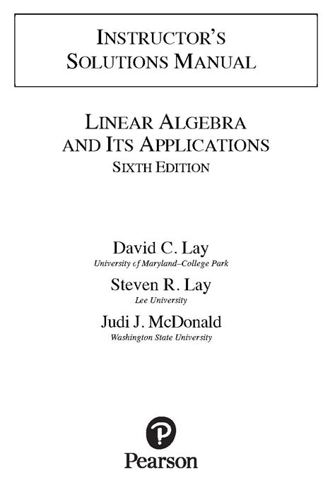Linear Algebra And Its Applications David Lay Solutions Manual