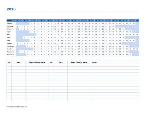 Linear Calendar In Excel Calendar Template 2016