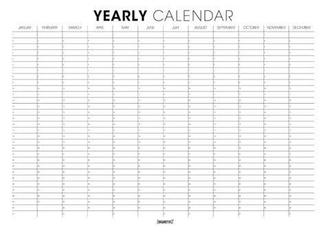 Linear Calendar Printable