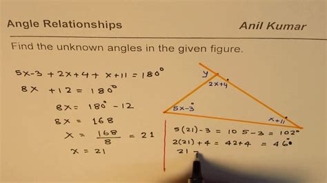 Linear Equation to Find Angles in a Triangle YouTube