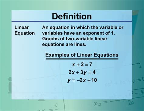 Linear Equations Definition, Formula, Examples & Solutions