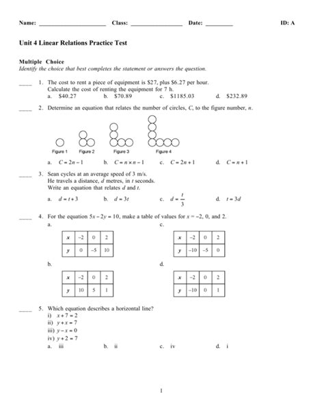 Linear Equations Unit Test Answer Key Tessshebaylo
