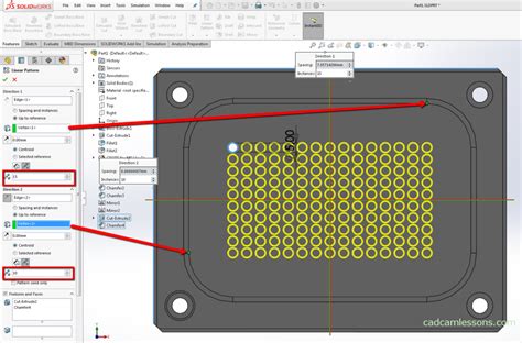 Linear Pattern SolidWorks tutorial for Beginners