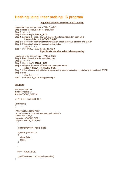 Linear probing program in c.  Contribute to prabaprakash/Data-Structures-and-Algorithms-Prog...