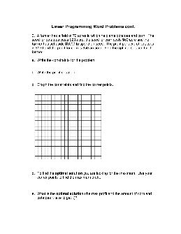 Linear programming worksheet.  Linear Programming Practice Problems Worksheet Problem 1: A stor...