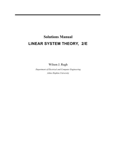 Linear system theory rugh solution manual. - Los grandes descubrimientos (biblioteca básica de historia).