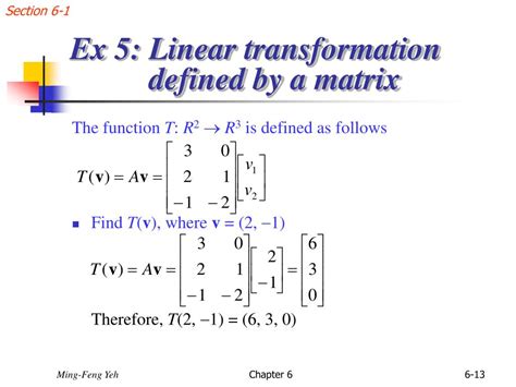 Step-by-Step Examples. Algebra. Linear Transformations. Proving a Transformation is Linear. Finding the Kernel of a Transformation. Projecting Using a Transformation. Finding the Pre-Image. About. Examples.. 
