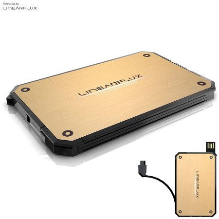 Linearflux LithiumCard Portable Power Bank - Micro USB - Gold