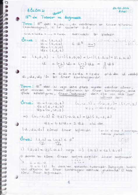 Lineer Cebir Ders Notları Kadir Blog.