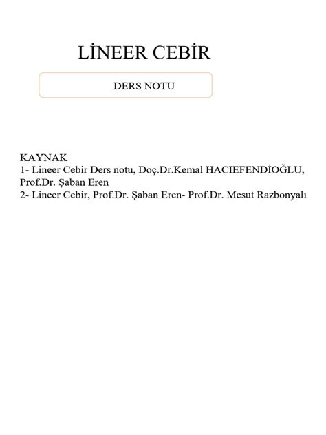 Lineer Cebir Tam Not PDF Scribd.