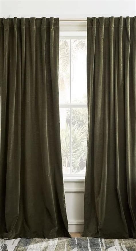 Linen Olive Green Curtain - Etsy UK