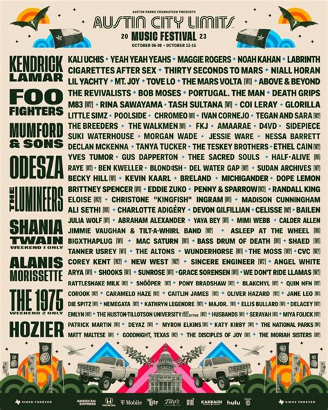 Lineup by day revealed for Austin City Limits 2023