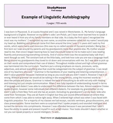 Linguistic autobiography assignment