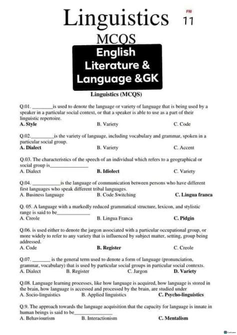 Linguistics mcqs sparknotes.  Ideal for high school or early college students.  Key ...