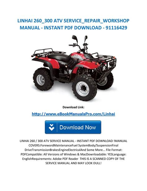Linhai 260 300 atv workshop repair manual download. - Alinco dj 160 460 service manual.