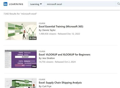 Linkedin excel course.  In this learning path, you can learn to create and for...