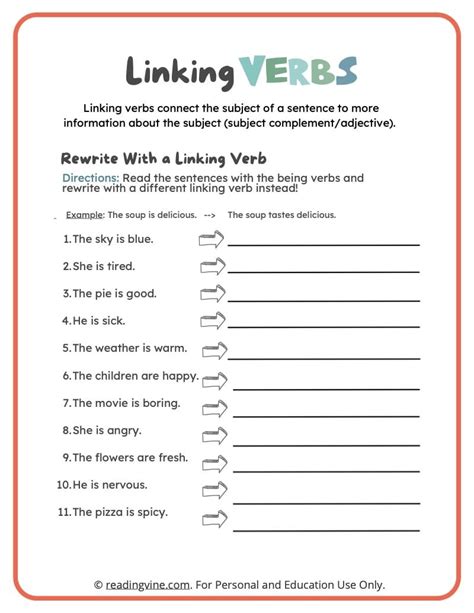 Linking Verb Example Worksheet24