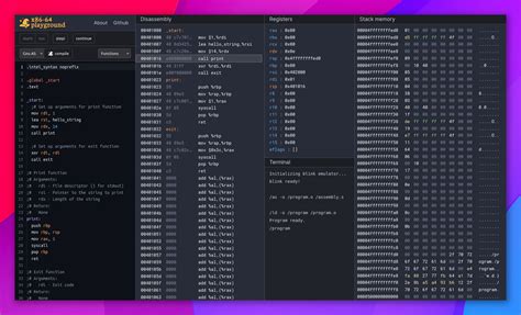 Linux assembler compiler.  The Playground web app provides an online code editor wh...