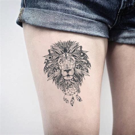 Lion Mandala Temporary Tattoo Sticker OhMyTat