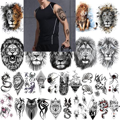 Lion Temporary Tattoo Lion Tattoo Lion Fake Tattoo Men Temporary Tattoo