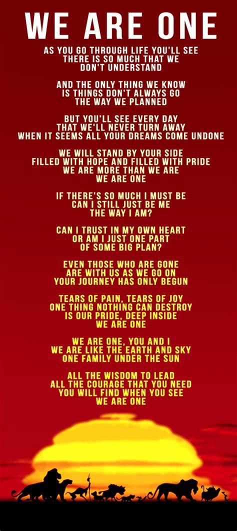 Lion king song ah zabenya lyrics. Running time: 4:30. Music by Tom Snow, lyrics by Jack Feldman. Performed by Kenny Lattimore & Heather Headley. Lyrics. The Lion King Collection. Songs from and inspired by Simba's Pride and The Lion King. Release Date: Mar. 8, 1999 (non-US markets only) Total length: 72:05. Buy from Amazon.co.uk. 