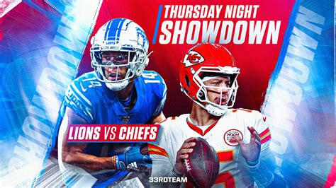 Lions vs. chiefs. Detroit Lions vs. Kansas City Chiefs start time. Date: Thursday, Sept. 7; Time: 8:20 p.m. ET; The Lions and Chiefs will kick off the 2023 NFL season at 8:20 p.m. under the lights in Missouri. 