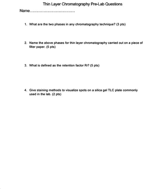 Liquid Chromatography Pre Lab Questions