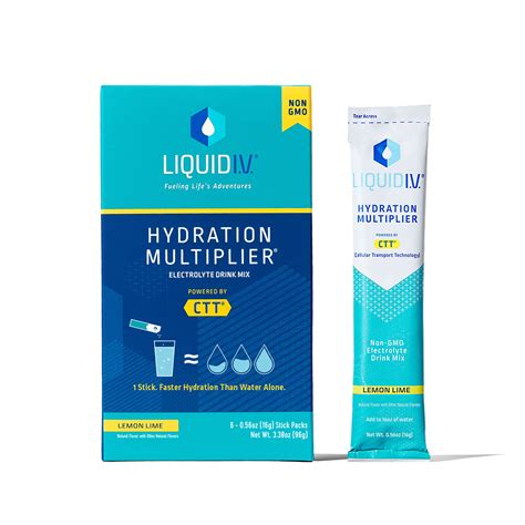 Liquid I.V.™’s Hydration Multiplier is an electrolyte drink mix that uses the science of Cellular Transport Technology (CTT)™ to hydrate faster than water alone. Liquid I.V. contains 5 essential vitamins that replenish and restore the body’s normal vitamin levels for a healthy recovery.. 