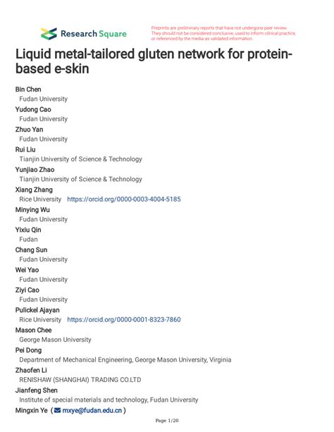 Liquid metal-tailored gluten network for protein-based e-skin