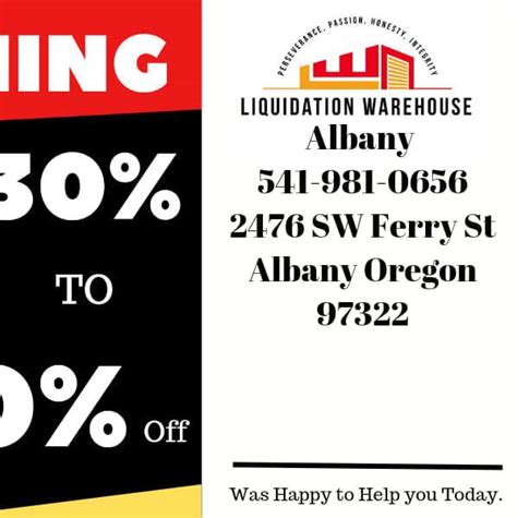 Liquidation warehouse albany oregon. Manta has 28 businesses under Liquidators in Oregon. Featured Company Listings. J And B Liquidators. 3011 Market Street Ne. Salem, OR (503) 362-6551. Visit Website. Categorized under Liquidators. ... Albany, OR (541) 497-2992. Visit Website. Categorized under Liquidators. 33 Degrees Liquidation. 2526 East 12th Street. The Dalles, OR (541) 298-4997. 
