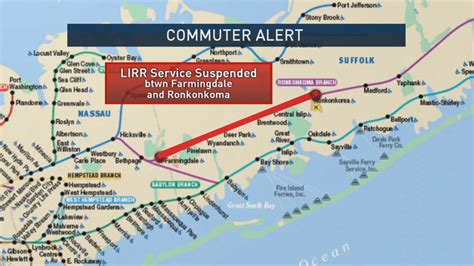Lirr stops ronkonkoma line. Repairs were completed on the broken rail and full service resumed at 4:10 a.m., MTA officials say. Officials say a car crashed into the tracks of the Long Island Rail Road in Wyandanch, shutting ... 
