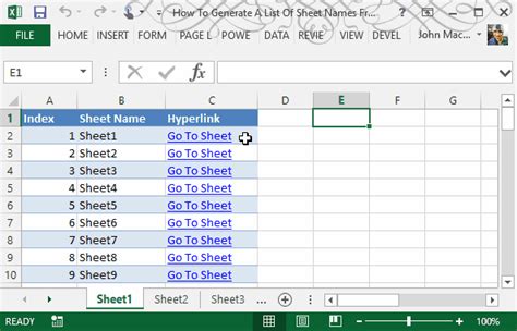 List All Sheet Names In Excel Workbook Without VBAExcelCreate an