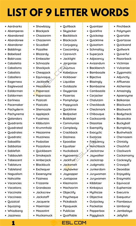 List Of 9 Letter Words - worddb.com