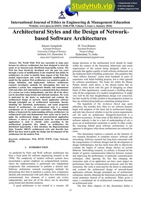 List Of Architectural Styles And The Design Of NetworkBased Software