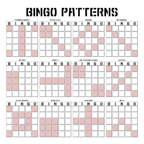 List Of Bingo Game Patterns Free References