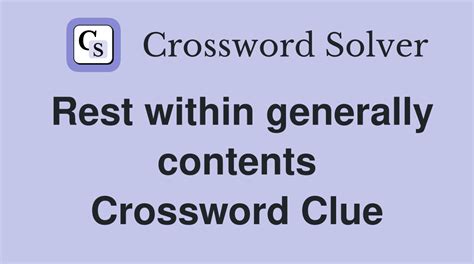 List Of Contents - Crossword Clue Answers - Crossword Solver