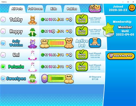 List View for Pets in Webkinz Next! WKN: Webkinz Newz