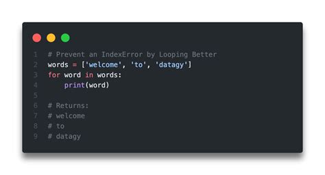 List index out of range error in python.  This error occurs when you try to acces...
