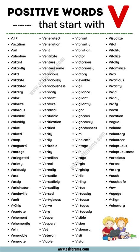 List of 130+ Common Positive Words that Start with V ESL Forums